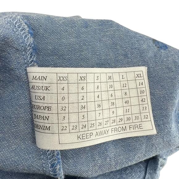 One Teaspoon Wild‎ Saloon Chambray Shirt Top Button Down Floral Blue Size XS - Picture 14 of 15